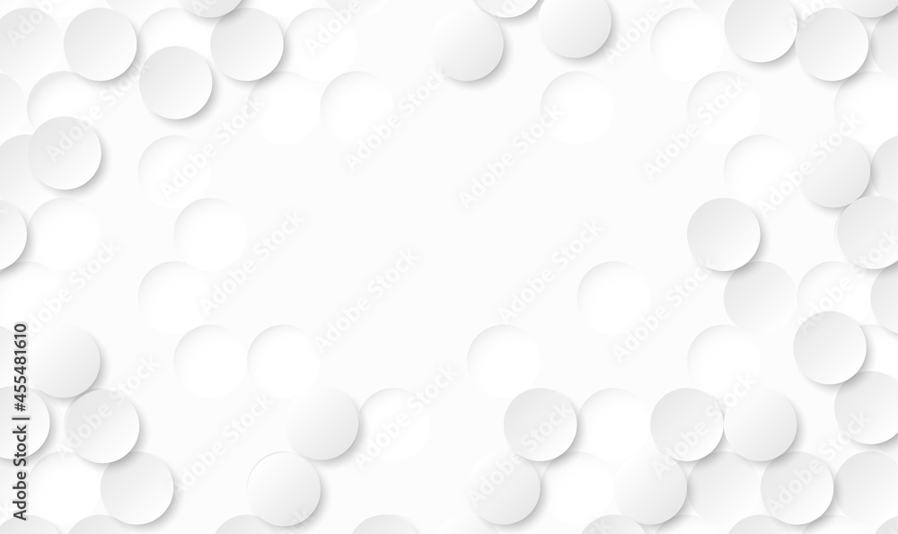 Poster abstract white background of embossed surface circle. modern white 3d pattern concept, creative ligh