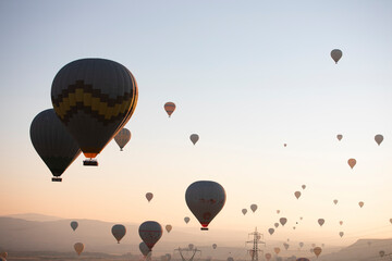 Hot air balloons in the sky at Cappadocia