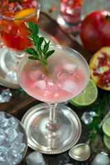 Refreshing summer alcoholic cocktail with crushed ice and citrus fruits