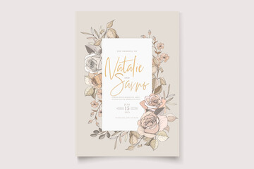 Hand drawn floral wedding card set