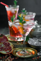 Glasses of wine on a black background.