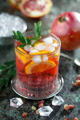 Refreshing summer alcoholic cocktail with crushed ice and citrus fruits