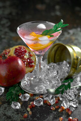 Refreshing summer alcoholic cocktail with crushed ice and citrus fruits