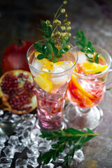 Glasses of wine on a black background.