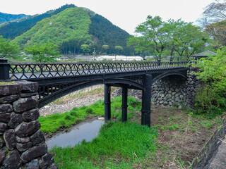 Fototapeta na wymiar 羽渕鋳鉄橋 「播但貫く、銀の馬車道 鉱石の道」として日本遺産に認定された鋳鉄橋