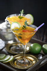 Glasses of wine on a black background.