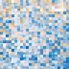 Optical low poly pixel grid dye blur texture background. Seamless washed out geometric ombre effect. 80s style retro square shape pattern. High resolution funky beach wear fashion textile tile.