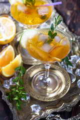 Glasses of wine on a black background.