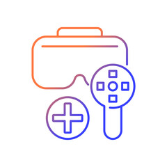 Can be used with game controller gradient linear vector manual label icon. Thin line color symbol. Modern style pictogram. Vector isolated outline drawing for product use instructions