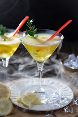 Refreshing summer alcoholic cocktail with crushed ice and citrus fruits