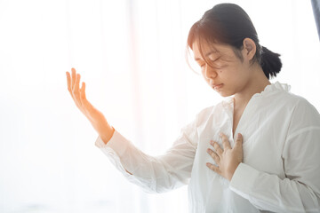 Girl hands praying to god.