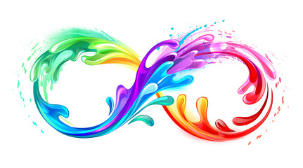 Infinity symbol with rainbow paint - obrazy, fototapety, plakaty