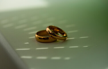 wedding rings on the table