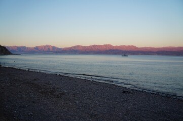 Evening view of Eilat gulf, South Israel