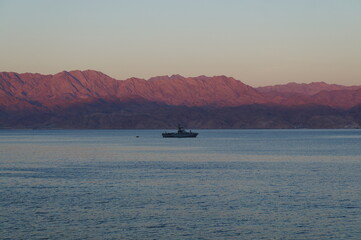 Evening view of Eilat gulf, South Israel