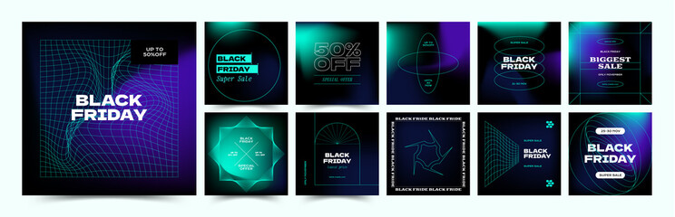 Black Friday abstract promotion web banner for social media mobile apps. Geometrical sale and discount promo backgrounds with abstract pattern.