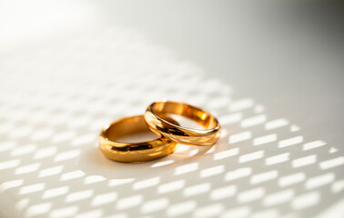 wedding rings on a table