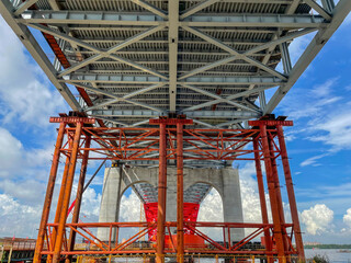 Steel structure sea-crossing bridge under construction