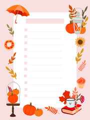 
to do list with autumn symbols