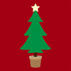Christmas tree with red background
