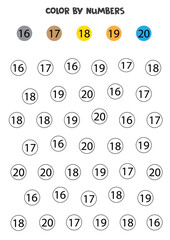 Color numbers according to the example. Math game for children.