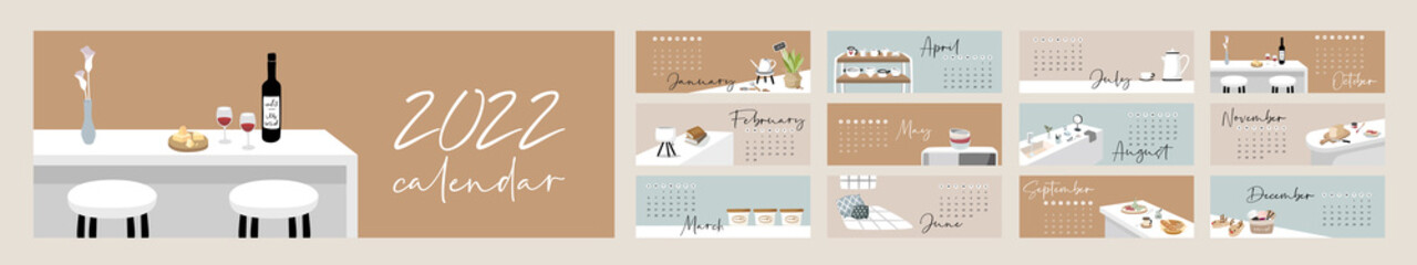 Calendar 2021. Yearly Planner with all Months.