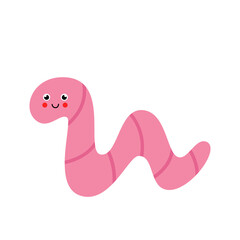 Cute vector worm isolated on white background.