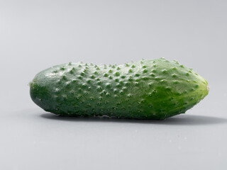agricultural products green prickly cucumber on gray background