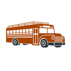 illustration of chicken bus, public transportation in Latin America. 