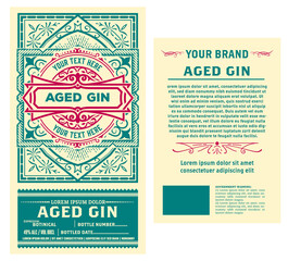 Vintage label with gin liquor design