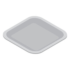 White square plastic food container, isometric view. 3D rendering. Vector illustration.