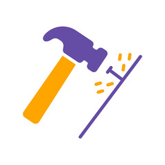 Hammer and nails vector isolated glyph icon