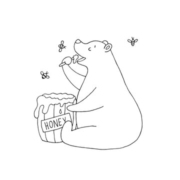 bear eating honey from pot clip art preview