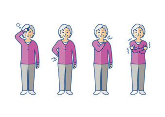 風邪、肩こり腰痛に悩むシニア女性