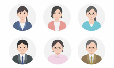にこやかな男女のビジネスマンのアイコンセット