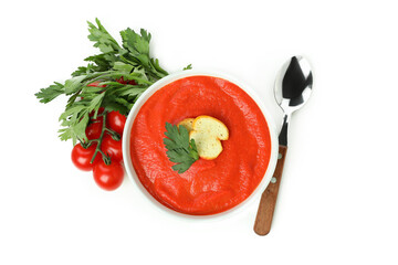 Spanish soup Gazpacho isolated on white background
