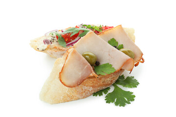 Delicious bruschetta snack isolated on white background