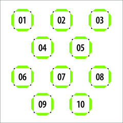 Colorful info-graphic numbers can be use to create presentation. Bullet points numbers one to ten. Colorful shape vector numbers.