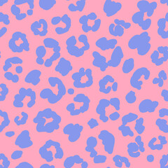 Fototapeta na wymiar Seamless pattern animal print leopard skin, color fantasy wildlife. Design for textile