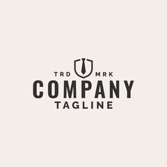 Security services logo design vector. Bodyguard Shield and tie icon illustration.