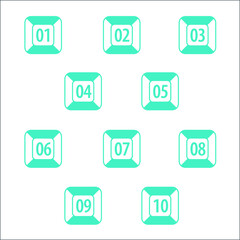 Colorful info-graphic numbers can be use to create presentation. Bullet points numbers one to ten. Colorful shape vector numbers.