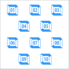 Colorful info-graphic numbers can be use to create presentation. Bullet points numbers one to ten. Colorful shape vector numbers.