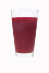 Beetroot (Garden beet, Common beet) juice smoothie purple in a tall glass and fresh organics beetroot for refreshing drinks concept. Healthy drink detox juice nutritious. Isolated on white background.
