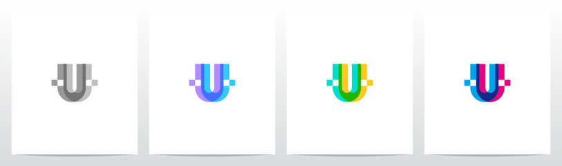 Merge Overlay Letter Logo Design U © recehan