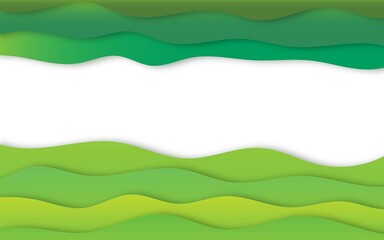 Green  Paper art background. Paper art abstract waves. Modern origami design template. sea waves, vector art and illustration.