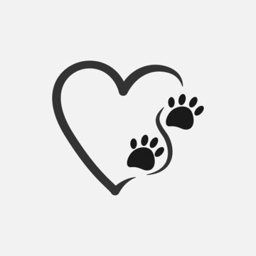 paw print heart with colorful sublimation vector illustration in isolated white background