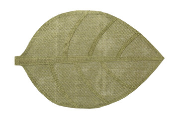 top view of isolated in the form of a leaf placemat for food. Close up of bamboo mat Empty space for your design