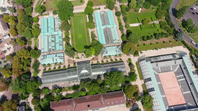 Paris: Aerial view of city, tennis stadium Stade de Roland Garros - France