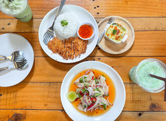 Spicy pork salad, spicy Thai food