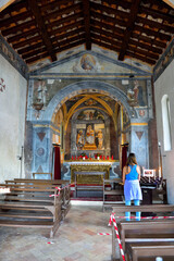 nside of the small church of San Rocco It dates back to the 16th century Limone sul garda  Italy